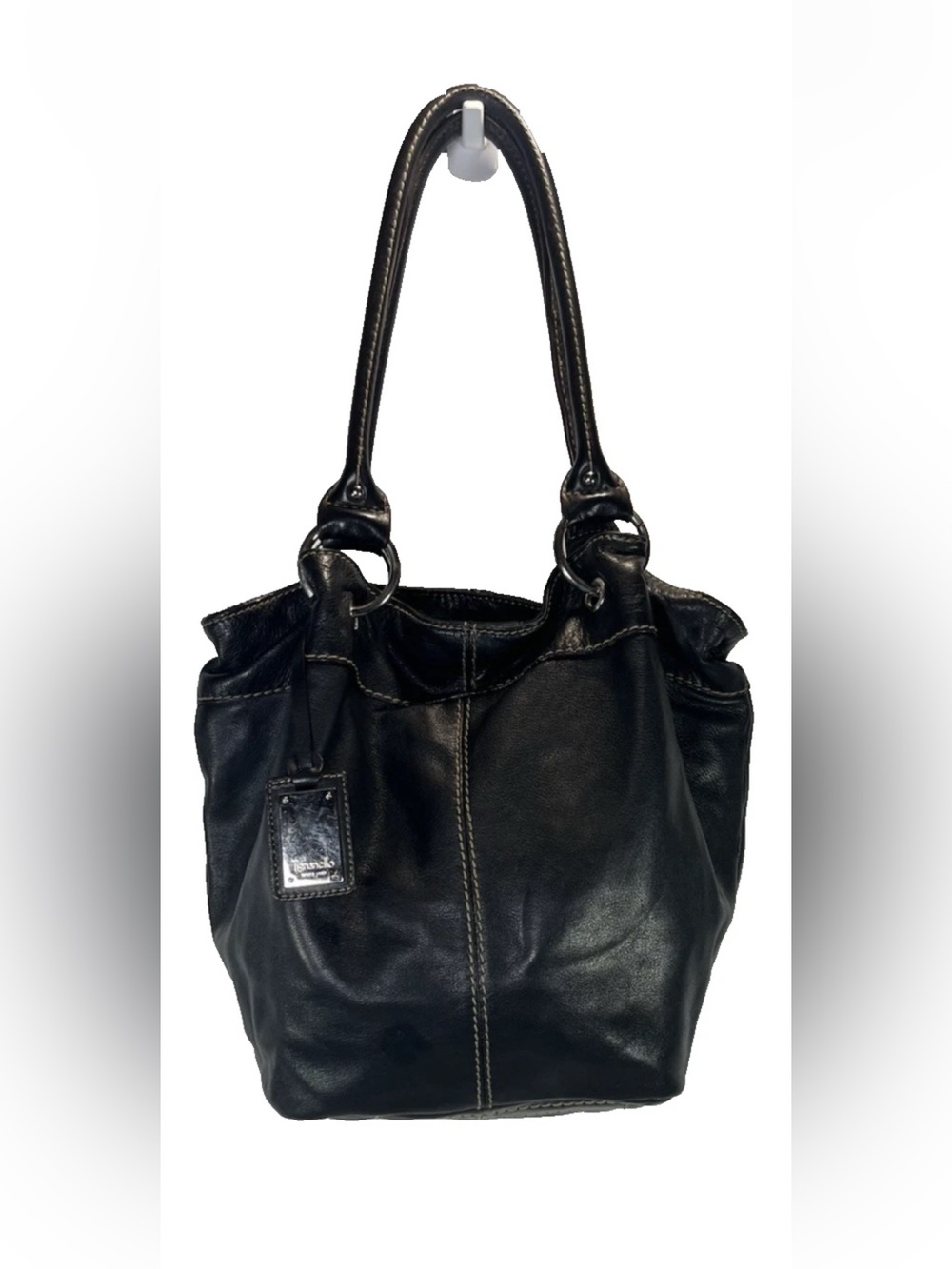 Black Leather Shoulder Bag - Classic Women's Tote